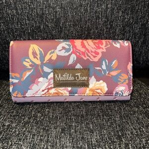 Matilda Jane Plum Perfect Floral Women's Snap Wallet Billfold.